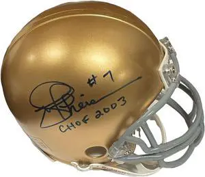 Joe Theismann signed Notre Dame Fighting Irish Riddell Mini Helmet CHOF 2003- Creative Sports Hologram