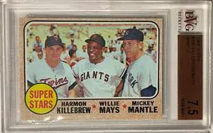 1968 Topps Mickey Mantle/Willie Mays/Harmon Killebrew Card #490- BVG Graded 7.5 Near Mint+ (Subgrades/Yankees/Giants/Twins)