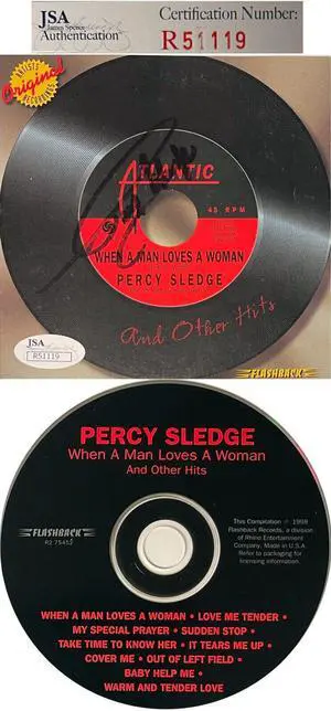 Percy Sledge Signed When A Man Loves A Woman Album Cover Booklet w/ CD & Case- JSA (& Other Hits)