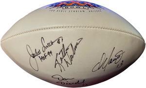 Dan Marino/Dan Dierdorf/Jackie Smith signed Wilson NFL Tagliabue SB XXX Logo Football (4-sigs)- Beckett Review