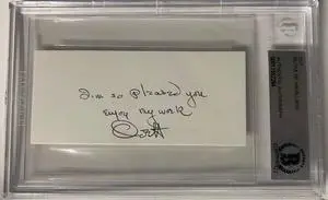 Olivia de Havilland signed 3.5x2 Cut Signature w/ Im So Pleased You Enjoy My Work BAS/Beckett Encapsulated (Academy Award Actr