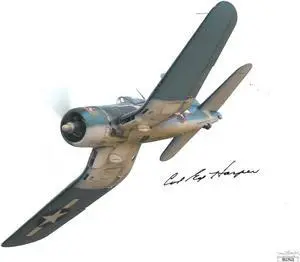 Ed Harper signed 1943 Pappy Boyington's Black Sheep 8x10 Photo- JSA #SS17621 (Corsair Pilot/VMF 214-1943 2nd Tour)