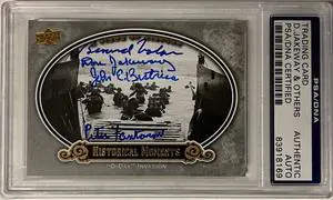 John Bistrica/Peter Fantacone/Don Jakeway/ Bernard Nolan signed 1944 D-day Upper Deck Historical CardPSA Authentic Encapsulated