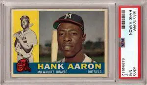 Hank Aaron 1960 Topps Baseball Card #300- PSA Graded 7 NM (Milwaukee Braves)