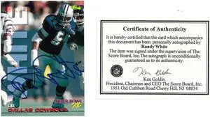 Randy White signed 1995 Classic Super Bowl XII Card #SP8- Score Board COA (Dallas Cowboys)