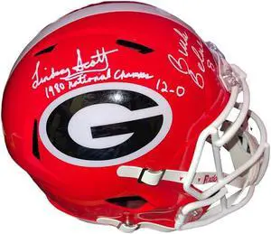Buck Belue & Lindsay Scott dual signed Georgia Bulldogs Riddell FS Speed Rep Helmet- BAS/Beckett 12-0/1980 National Champs