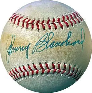 Johnny Blanchard signed ROAL Rawlings Official American League Baseball toned (New York Yankees)