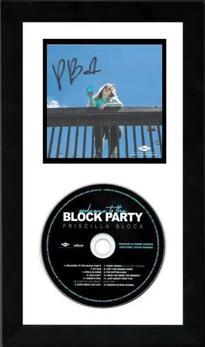 Priscilla Block signed 2022 Welcome To The Block Party 4x4 Photo Art Card Insert Album Booklet/CD 6.5x12 Custom Framing COA
