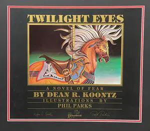 Dean Koontz/ Phil Parks Dual Signed 1985 TWILIGHT EYES 17x20 Print-Poster/Matted 21x24- LTD Ed 329/350 Beckett Review