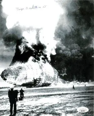 George Whittle M.D. signed 1937 Hindenburg Disaster Witness B&W Vintage 8x10 Photo- JSA #SS17707