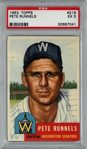 Pete Runnels 1953 Topps Baseball Card #219- PSA Graded 5 EX (Washington Senators)