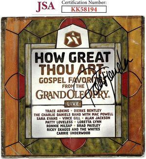Charlie Daniels/Ricky Skaggs & Patty Loveless triple signed 2008 How Great Thou Art Gospel Favorites CD Booklet Cover wear- JSA