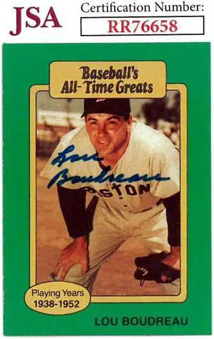 Lou Boudreau signed 1987 Hygrade Baseball Card- JSA #RR76658 (On Card Auto/Boston Red Sox)