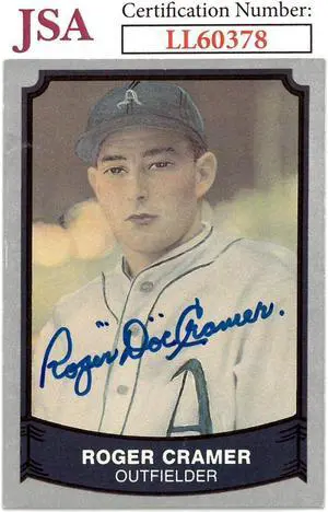 Roger "Doc" Cramer signed 1989 Pacific Baseball Legends Card #181- JSA #LL60378 (On Card Auto/Philadelphia Athletics)