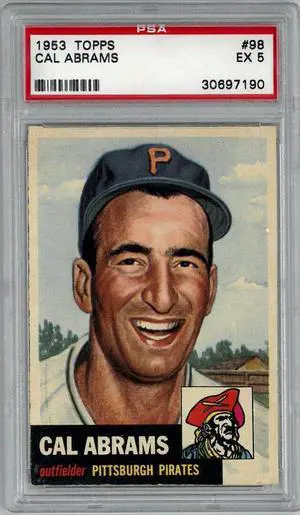 Cal Abrams 1953 Topps Baseball Card #98- PSA Graded 5 EX (Pittsburgh Pirates)