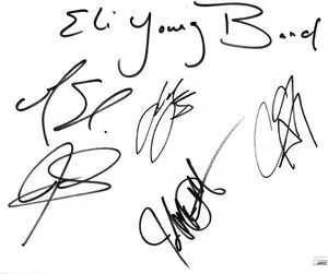 Eli Young Band signed 9x11.25 Signature Card 5 sigs- JSA- Mike Eli/James Young/Jon Jones/Chris Thompson