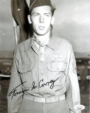 Francis S. Currey signed Vintage WWII B&W 8x10 Photo- JSA #SS17624- Medal of Honor/Battle of the Bulge