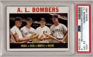 1964 Topps AL Bombers Card #331- Roger Maris/Mickey Mantle/Al Kaline/Norm Cash- PSA Graded 6 EX-MT