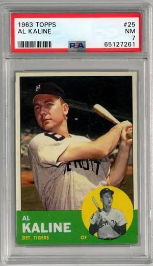 Al Kaline 1963 Topps Baseball Card #25- PSA Graded 7 NM (Detroit Tigers)
