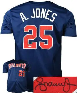 Andruw Jones signed Navy Custom Stitched Pro Baseball Jersey XL- JSA Witnessed