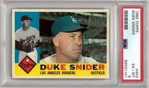 Duke Snider 1960 Topps Baseball Card #493- PSA Graded 6 EX-MT (Los Angeles Dodgers)