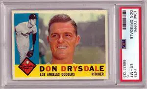 Don Drysdale 1960 Topps Baseball Card #475- PSA Graded 6 EX-MT (Los Angeles Dodgers)