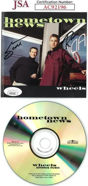 Hometown News dual signed Ron Kingery & Scott Whitehead 2002 Wheels Album Cover Booklet w/ CD- JSA #AC92196