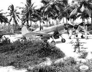 Ed Harper signed 1943 Pappy Boyington's Black Sheep 8x10 Photo VMF 214- JSA #AC92753