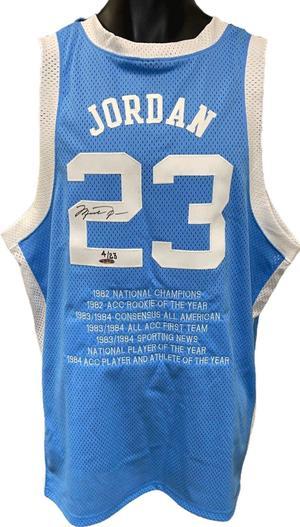 Michael Jordan signed North Carolina Tar Heels Nike Lt Blue Authentic Stat Jersey 4/23- Upper Deck Hologram  (Size 46)