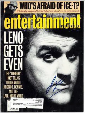 Jay Leno signed 1992 Entertainment Weekly Magazine (8/14/92)- COA (Tonight Show Host)