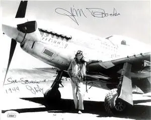 James "Jim" Brooks signed WWII Vintage B&W 8x10 Photo- JSA #AC92625- San Severino Italy 1944/P-51 Mustang Ace Pilot