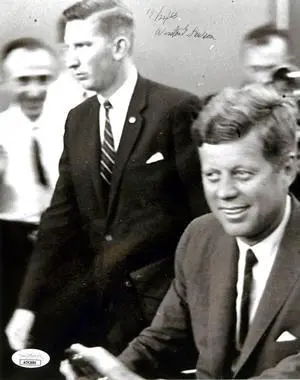 Winston Lawson signed Secret Service JFK Assassination 8x10 Photo 11/22/63- JSA #AC92680- Motorcade/Kennedy Detail