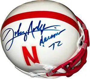 Johnny Rodgers signed Nebraska Cornhuskers Authentic Schutt Mini Helmet Heisman 72- COA