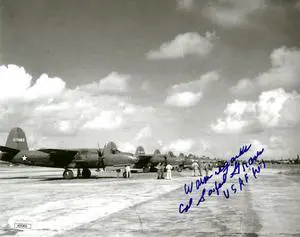 Col. Sanford "Sandy" Graves signed WWII Vintage USAF 8x10 Photo- JSA #AC92831- 451st Bomber Squadron