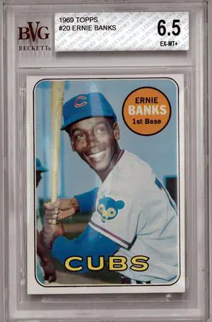 Ernie Banks 1969 Topps Baseball Card #20- BVG Graded 6.5 EX-MT+ (Sub Grades/HOF/Chicago Cubs)