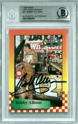 Bobby Allison signed NASCAR 1998 MAXX 10th Anniversary On Card Auto #21- Beckett BAS #00012552452
