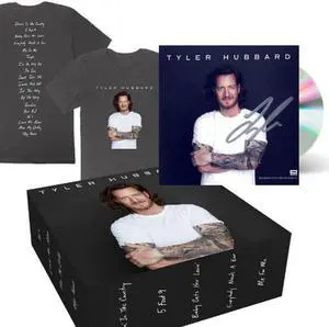 Tyler Hubbard signed 2023 4x4 Art Card/Debut Album/CD/T-Shirt Box Set COA