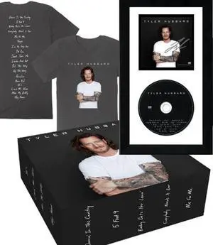 Tyler Hubbard signed 2023 4x4 Art Card/Debut Album/CD w/ Custom Framing/T-Shirt Box Set COA