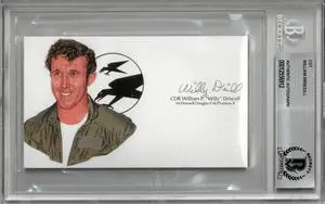 William/Willy Driscoll signed 5x3 cut signature  BAS/Beckett Encapsulated (Vietnam War/Ace Pilot/F-4J Phantom II w/ Image)