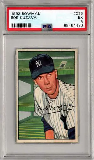 Bob Kuzava 1952 Bowman Baseball Card #233- PSA Graded 5 EX (New York Yankees)
