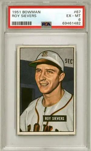 Roy Sievers 1951 Bowman Baseball Card #67- PSA Graded 6 EX-MT (St. Louis Browns)