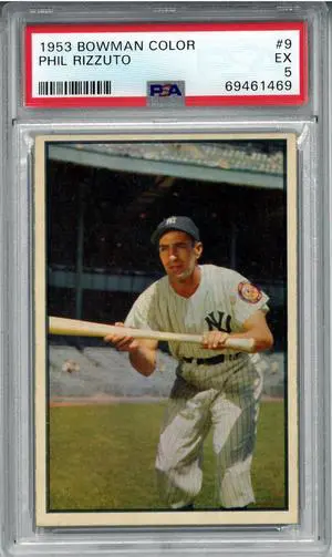 Phil Rizzuto 1953 Bowman Color Baseball Card #9- PSA Graded 5 EX (New York Yankees)