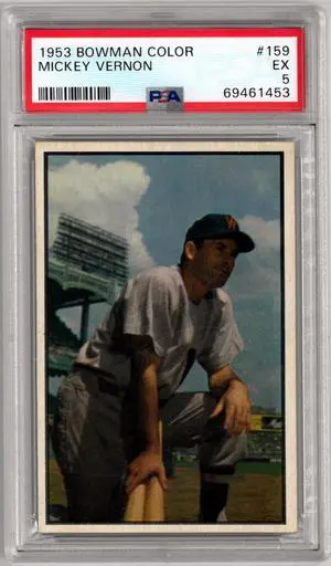 Mickey Vernon 1953 Bowman Color Baseball Card #159- PSA Graded 5 EX (Washington Senators)
