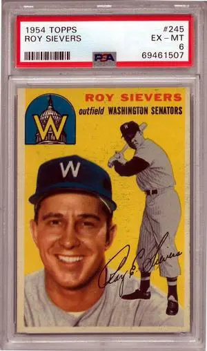 Roy Sievers 1954 Topps Baseball Card #245- PSA Graded 6 EX-MT (Washington Senators)