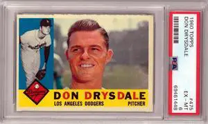 Don Drysdale 1960 Topps Baseball Card #475- PSA Graded 6 EX-MT (Los Angeles Dodgers)
