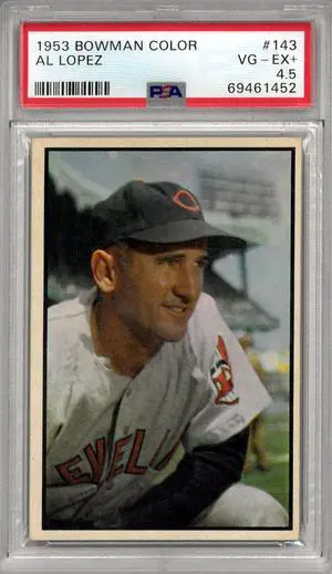 Al Lopez 1953 Bowman Color Baseball Card #143- PSA Graded 4.5 VG-EX+ (Cleveland Guardians)
