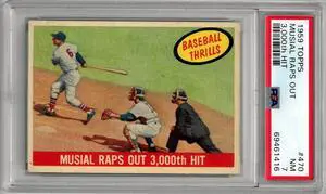 Stan Musial 1959 Topps Raps Out 3000th Hit Baseball Card #470- PSA Graded 7 NM (St. Louis Cardinals)