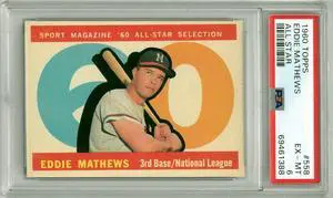 Eddie/Ed Mathews 1960 Topps All Star Baseball Card #558- PSA Graded 6 EX-MT (Milwaukee Braves)