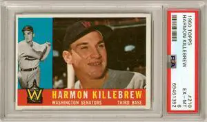 Harmon Killebrew 1960 Topps Baseball Card #210- PSA Graded 6 EX-MT (Washington Senators)
