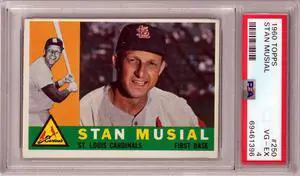 Stan Musial 1960 Topps Baseball Card #250- PSA Graded 4 VG-EX (St. Louis Cardinals)